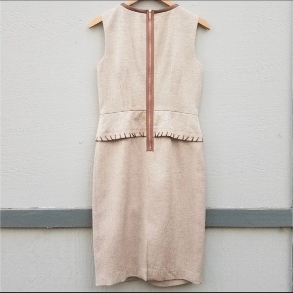 Anne Klein | Tweed Sleeveless Vegan Leather Dress - Picture 2 of 4